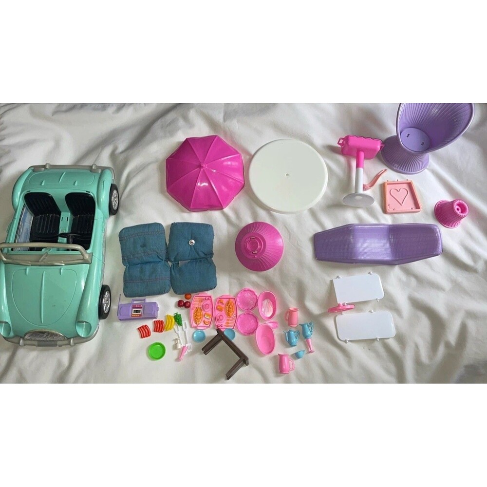 VTG Barbie Playset Parts 1990s 80s Car Furniture Arco Dinner Set